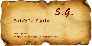 Sulák Gyula névjegykártya